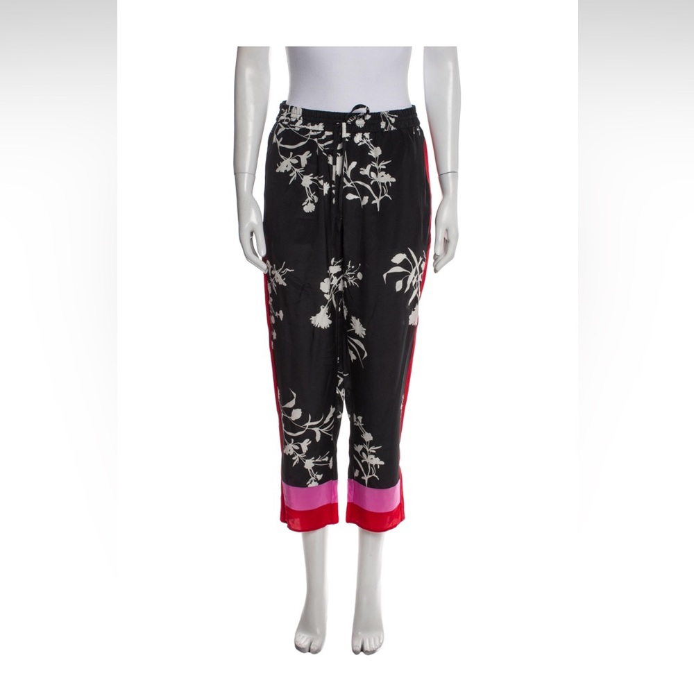 Black Joie Silk Straight Cropped Pants with Slit Pockets & Elasticized Waist